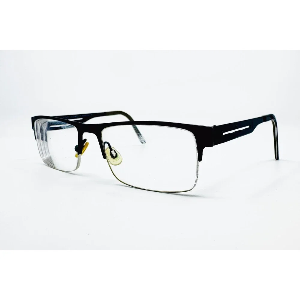 Randy Jackson Eyeglass Frames Mens Black Semi-Rimless Signature 6013 54-18-145